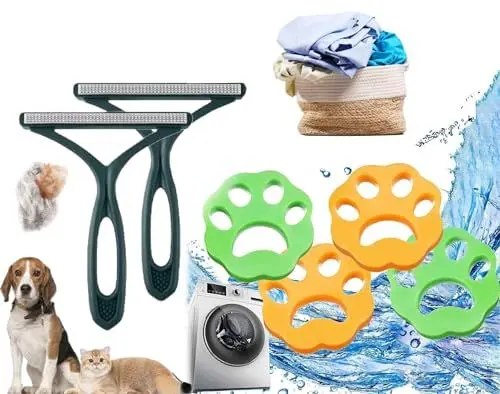 Produktbild: 6 Stück Tierhaarentferner Waschmaschine, Fusselpfote für Waschmaschine Wäscherei Bälle, Wiederverwendbarer Tierhaar Fusselpfote Hundehaare Entfernen Katzenhaarentferner
