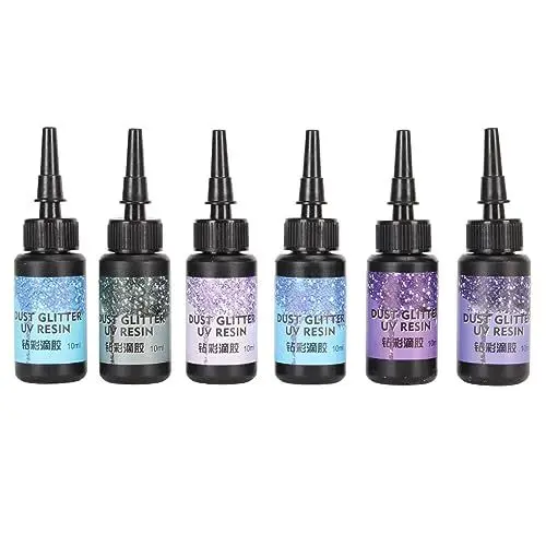 Produktbild: 6 Stück Transparentes UV-härtendes Harz, UV-Harz, Klarer Kleber, Solarhärtend, Sonnenlichtaktiviertes Harz, Transparentes UV-härtendes Harz für DIY-Schmuckherstellung (Lila Serie)