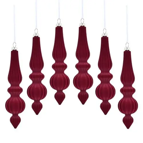 Produktbild: 6 Stück Weihnachtsbaumkugel-Ornamente, Lange Konische Weihnachtskugeln, Kunststoff, Weihnachtsdekoration, Kugeln, Weihnachtsanhänger, Weihnachtsbaum-Anhänger für Party, (Rot)