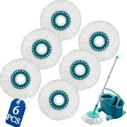 Produktbild: 6 Stück Wischmopp Ersatzkopf Kompatibel mit Leifheit Clean Twist Disc Mop / Clean Twist Disc Mop Ergo Bodenwischer,Mikrofaser Bezug Ersatzbezug für Leifheit mit 2-Faser-System für alle Fliesen und Lam