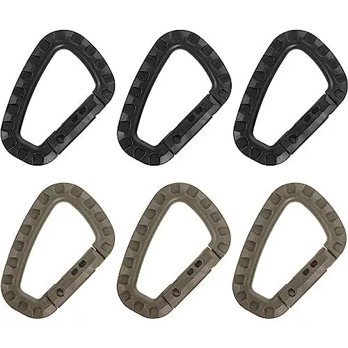 Produktbild: BESPORTBLE 6 Stücke Taktische Karabiner Schlüsselbund Klettern D Ringe Gear Clip Rucksack Hängende Schnalle für Camping Wandern Angeln Gym Außeneinsatz (schwarz und grün)
