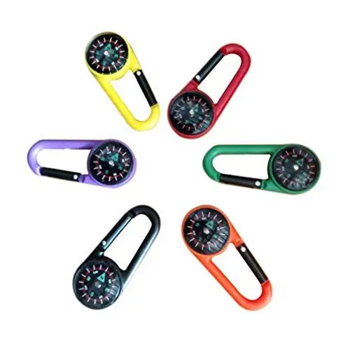 Produktbild: 6 Stücke Mini Kleiner Kompass Karabiner Schlüsselanhänger Clips Tragbare Outdoor Taschenkompass Schraubkarabiner Karabinerhaken Compass Schlüsselbund Camping Wandern Klettern Sicherheitskarabiner