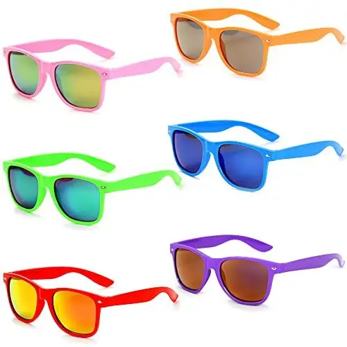 Produktbild: 6 Stücke Neon Sonnenbrille Set Herren Unisex Bunte Sonnenbrillen Coole Retro Lustige Brillen Party für Herren Damen