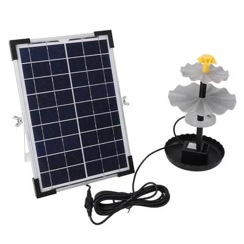 Produktbild: 6 W Solar-Vogelbad-Brunnen, 3-stufige Vogelbad-Brunnenpumpe mit Polykristallinem Silizium-Solarpanel, Abnehmbare Solarbetriebene DIY-Brunnenpumpe für den Innenhof-Außengarten