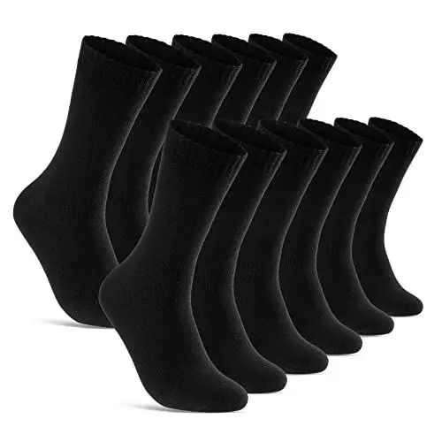 Produktbild: 6 | 12 | 24 Paar THERMO Socken Damen & Herren Vollfrottee Wintersocken Schwarz Baumwolle (39-42, 12 Paar | schwarz)