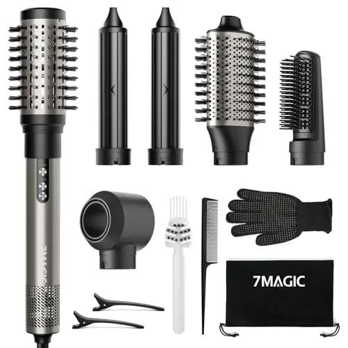 Produktbild: 6 in 1 Airstyler, Ionen Föhn, Multifunktionaler Hairstyler, 110000 U/Min, Professioneller Warmluftbürste, Lockenstab Automatisch, Glätteisen, Zum Styling, Volumisieren, Locken und Glätten