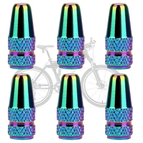 Produktbild: 6 stücke Fahrrad Ventilkappen, Französisch Staubschutzkappen Französisch Ventilkappen, Fahrradstaubkappen, Bike Rad Reifen Ventil Abdeckungen, Französisch Kappe Staubschutzhüllen