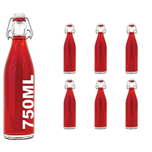 Produktbild: slkfactory 6x 0,75L Bügelflasche Bügelverschluss Glasflasche weiß für Öl, Essig, Wein, Schnaps spülmaschinenfest