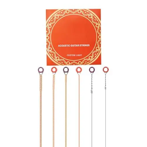 Produktbild: 6 x Folk-Gitarrensaiten aus Hartstahlkern, klassische Saiten, Ersatz für 6-saitige Gitarrensaiten, perfekte Intonation, Akustik, Gitarrensaiten, Folk-Gitarre, Stahlsaite