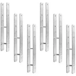 Produktbild: 6 x Heunert H-Pfostenträger H-Anker Pfostenanker Set 6 Stück 91, 101, 121 oder 141 verzinkt mit CE Zeichen extra stark (6 Stück 101 x 600 x 6 mm)