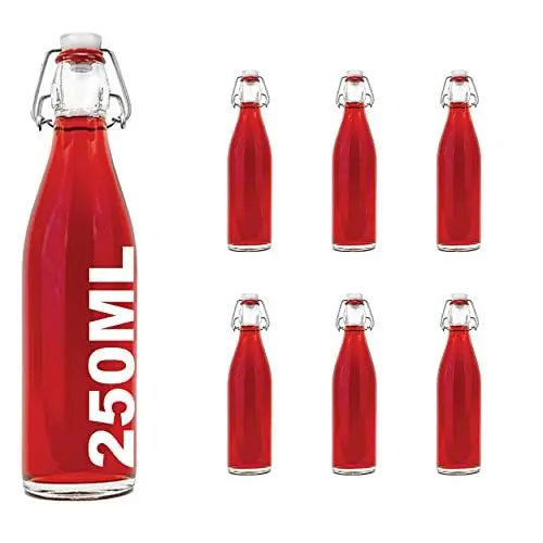 Produktbild: 6 x Stück 250 ml Bügelflasche Bügelverschlussflasche leere Glasflasche mit Bügelverschluss Weinflasche Schnapsflasche Flasche mit Klippverschluss 0,25 liter Nr. 200ML von slkfactory