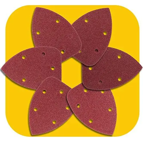 Produktbild: 60 Stück Schleifpapier für Maus-Schleifer, 150x100 mm, Körnung 80 120 180 240 400 600, 5 Löcher, Klettverschluss, Aluminiumoxid, für Schleifen und Polieren von verschiedenen Materialien ﻿