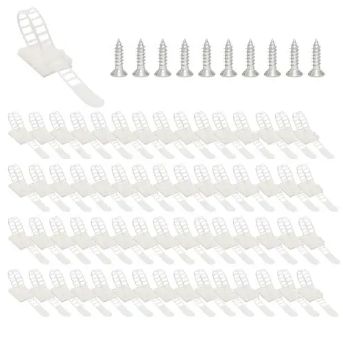 Produktbild: ANBOO 60 Stück Verstellbare Kabelhalter, Kabelclips Verstellbare Kabelbinder, Kabelhalter Selbstklebend mit Schrauben für Computerkabel, TV-Kabel, USB-Kabel, 3041