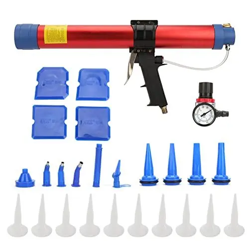 Produktbild: 600 ML Weichkleber-Luftpistole Pneumatische Kartuschenpistole Luft-Silikonpistole Handwerkzeug mit Geschwindigkeitsmesser für Architektonische Dekoration