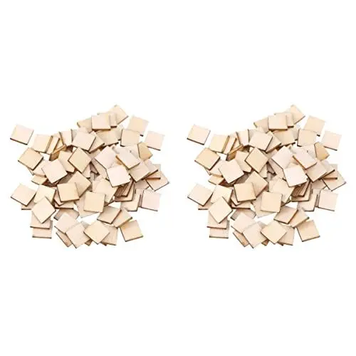 Produktbild: 600 Stück Quadratisch Zubehör Kunst Aufhänger Anhänger Plaque Natürlich für Haustür Malerei Holz Mm Blanko Puzzle Ausschnitte Verschönerung Dekoration DIY Rustikal Unfertige