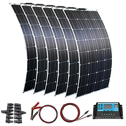 Produktbild: 600W Flexibles Solarpanel Kit,6 stücke 100W monokristallin Solar Panel Solarladung mit 60 A Controller USB-Ausgang zum Aufladen von 12V-Batterien (belüftetes AGM-Gel) - für Auto,Boote, Dächer