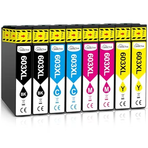 Produktbild: 603XL 603 Druckerpatronen kompatibel mit Epson WF-2810 XP-2100-3100 XP-3100 XP-3105 XP-2105 XP-4100 XP-4105 WF-2850 WF-2850 10 WF-2835 WF-2830 Drucker, 603XL 8 Stück