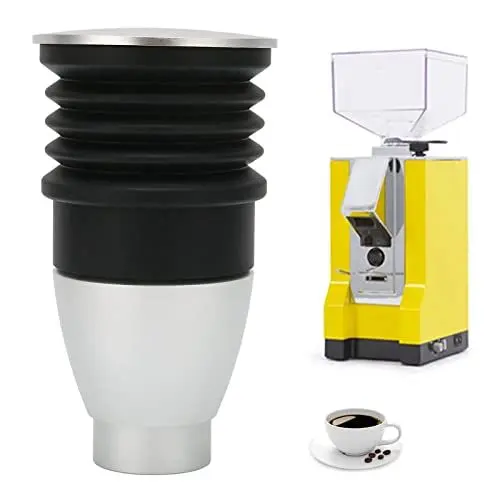 Produktbild: 60g Kaffeemühle Single Dose Hopper, Espressobohnenmühle, Kaffeemühle aus Aluminiumlegierung, Blowing Bean Bin Zubehör mit Silikonbalg, für Eureka Mignon(Silber)
