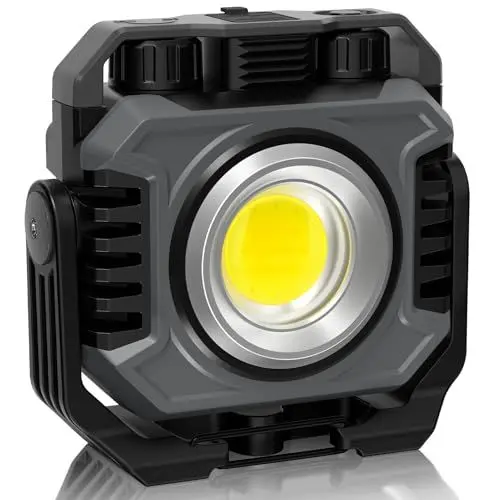 Produktbild: 60W LED Tragbares Multi Professional Baustrahler, 10000mAh Akku Magnetisches LED Baustrahler, IP66 Wasserdichtes Akku LED Arbeitsstrahler für Notfall, Reparatur, Camping (grau schwarz)