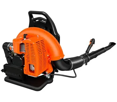 Produktbild: 63cc Benzin Laubbläser rückentragbar, ASUNCELL Kabelloser Gartenbläser Rucksack-Motorbläser, 2-Takt Blasgerät, 665CMF mit gepolsterten Tragegurten Blattgebläse für Terrassen, Gärten