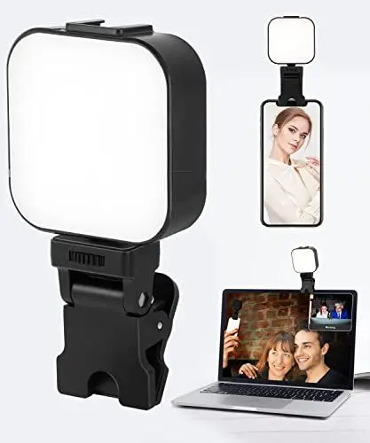 Produktbild: 64 LED Handy Selfie Licht - 5 Lichtmodi Clip Fotolicht Phone Selfi Light Klammer Videoleuchte Handylicht Portable Kameralicht für iPhone, Videokonferenz, TikTok, Laptop