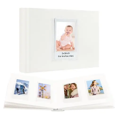Produktbild: 64 Taschen Mini-Fotoalbum mit Schreibfläche, Frontfenster, Polaroid Fotoalbum 3 Zoll für Fujifilm Instax Mini EVO 12 11 9 99 40 Film, Polaroid 300, HP Sprocket, K-pop Fotokarten (Weiß)