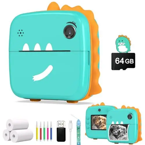 Produktbild: 64GB Kinderkamera Sofortbildkamera, 50MP Digitalkamera Kinder mit 16X Digitalzoom, DuoDuoSnap 2.4