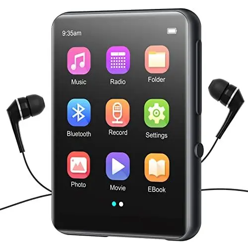 Produktbild: 64GB MP3 Player Bluetooth 5.3, HiFi Verlustfreier Ton Musik Player mit Lautsprecher, Voice Recorder, FM Radio, 2.4 Zoll Voller Touchscreen Gehäusekörper aus Metall MP3, Unterstützt bis zu 128 GB
