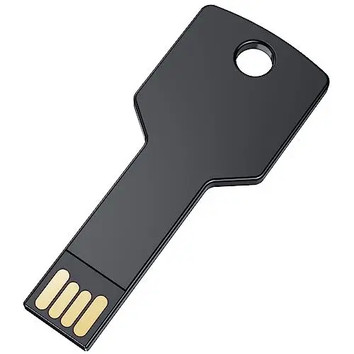 Produktbild: Uflatek 64GB USB Stick Schlüsselform Speicherstick USB 2.0 Flash Laufwerk Schwarz Tragbar Flash Drive Wasserdicht Memory Stick Schlüssel Pendrive Kreativ Flach Datenspeicher Gutes für Geschenk