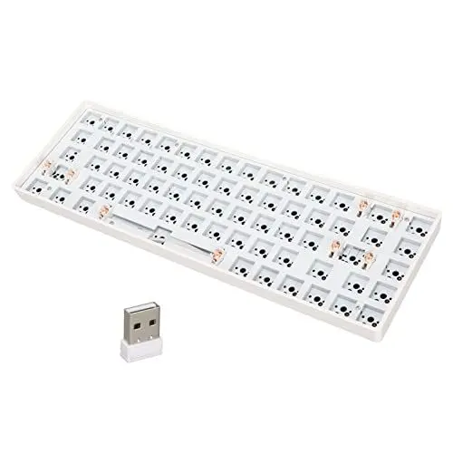 Produktbild: ciciglow 65% Benutzerdefinierte Gaming-Tastatur, 64 Tasten, Kabellos, 2,4 G/BT 5,0, Modulares DIY-mechanisches Tastatur-Kit, Hot-Swap-fähige Schalter, Barebones-Tastatur(Weiß)