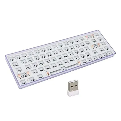 Produktbild: 65% Benutzerdefinierte Gaming-Tastatur, 64 Tasten, Kabellos, 2,4 G/BT 5,0, Modulares DIY-mechanisches Tastatur-Kit, Hot-Swap-fähige Schalter, Barebones-Tastatur(Lila)