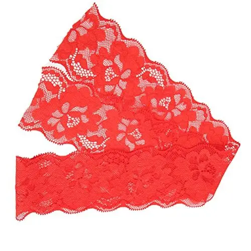 Produktbild: 6,5 Cm Breites Elastisches Spitzenbesatz-Deko-Kantenmaterial, Klassisches Design für DIY-Modeprojekte (Rot)