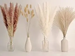 Produktbild: 65 STK. Pampasgras Dekoration, inkl. Pampas-Floral, getrocknetem Schilfgras und getrockneten Häselschwanzblumen. Natürliche, getrocknete Pampasgras-Bouquets für Boho-Hochzeits- und Heimdekorationen