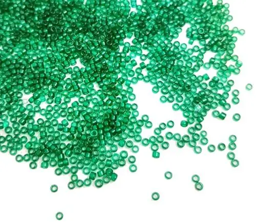 Produktbild: 6500 Stück Glas Rocailles Perlen 2mm Transparent Farbe Set, 17 Farben, 11/0, Pony Perlen, Klar Mini Perlen, Seed Beads, (Zirkon Grün)