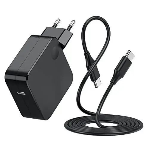 Produktbild: 65W Netzteil USB C Laptop Ladekabel für HP Elitebook Spectre, Lenovo ThinkPad Yoga, Dell Latitude, MacBook Pro Air, Acer, Samsung Galaxy, Huawei Matebook, Xiaomi Air mit 1.8M USB-C auf C Ladekabel