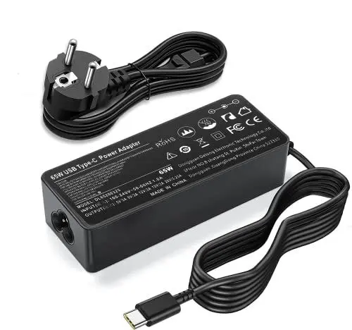 Produktbild: 65W USB C Ladegerät Netzteil für Lenovo ThinkPad T14 T15 T480 T480s T490 T490s T580 T590 X280 X380 X390 L480 L490 L580 Yoga E480 E495 Lenovo Chromebook C330 S330 Netzteil Typ C