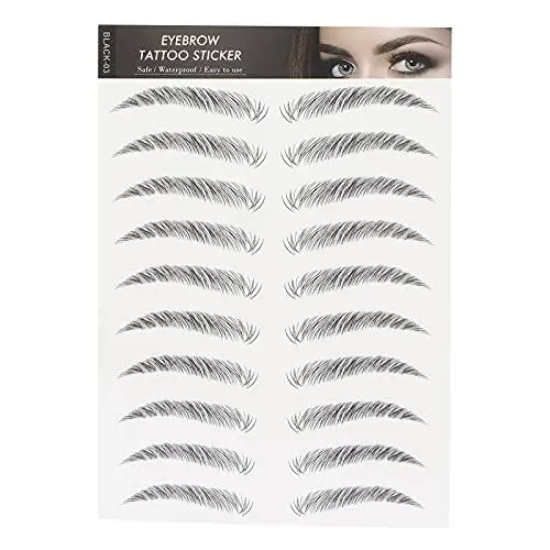 Produktbild: 6D Augenbrauen Tattoo-Aufkleber Professioneller Wasserdichter Augenbrauen-Transfer-Aufkleber Augenbrauen-Make-up-Tool für Frauen und Mädchen (Schwarz)(SCHWARZ-03)