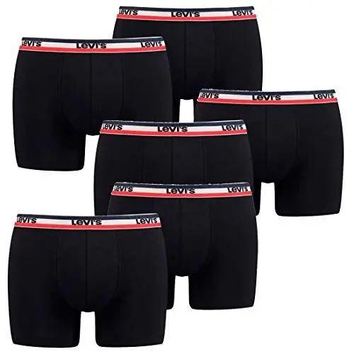 Produktbild: 6er Pack Herren Levis SPRTSWR Logo Boxer Brief Boxershorts Unterwäsche Pants, Farbe:200 - Black, Bekleidungsgröße:XL