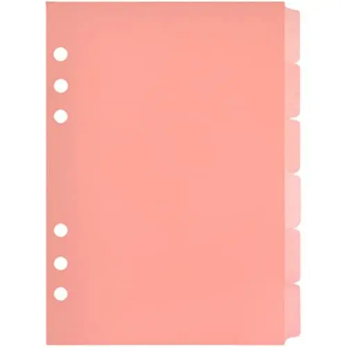 Produktbild: 6Er-Pack Ordner-Trennblätter, Rosa A5-Kunststoff-Index-Trennblätter, Set Mit Registern, 6 Löcher, Seitentrenner, Binder-Tabs, Notizbuch-Trennblätter, Loseblatt-Notizblock-Tabs, Trennblätter