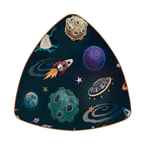 Produktbild: 6er-Pack Getränkeuntersetzer,Untersetzer aus PU-Leder,Planet Weltraumrakete Alien,Dekorative Untersetzer für Teetassen,Kaffeetassen