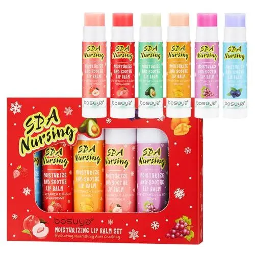 Produktbild: 6er-Pack Lippenbalsam-Geschenkset, Lip Therapy, Feuchtigkeitsspendend und Reparierend, Pflege trockener Lippen, 6 Geschmacksrichtungen