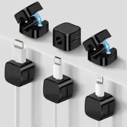 Produktbild: 6-Pack Kabelhalter Schreibtisch, NISTARCE Kabelorganizer, Kabelclips Magnetisch(Starker Kleber) Telefon-Ladungskabel-Organisator für Schreibtisch, Zuhause, Büro, Auto(Schwarz)