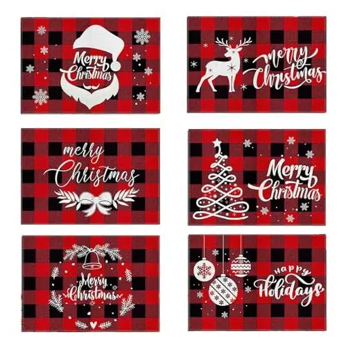 Produktbild: 6PCS Tischset Weihnachten,Weihnachten Platzsets, Hitzebeständige Tischsets Tischdekoration,30x45cm,Abwaschbar Küchentischdekoration