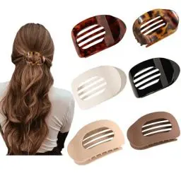 Produktbild: 6PCS flache Haarspangen für Frauen, französisches Design flache Haarkrallen, sicherer Halt innere Zähne Haarkrallen Clips, starker Halt kein Rutschen Haar Spangen für liegend