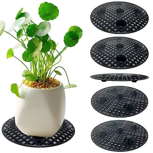 Produktbild: 6PCs Plant Risers für Töpfe Indoor, Plant Stands, Pack Plant Elevator zur Vermeidung von Fäulnis und Schäden auf Patio Deck, 11,8 Zoll große Heavy Duty Plastic Plant Stands (Black)
