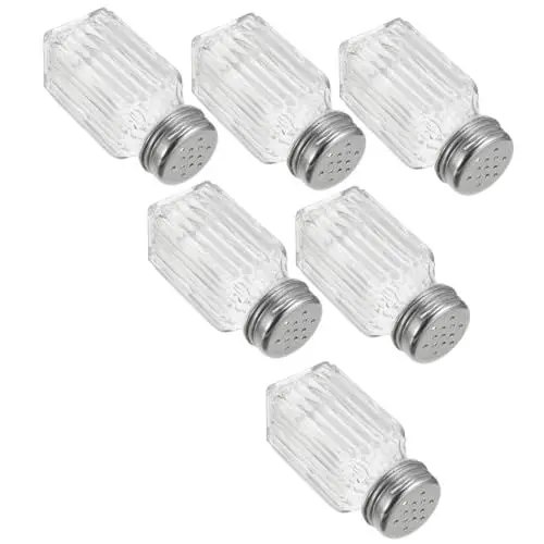 Produktbild: 6St Glasschale Gewürzbehälter aus Glas Salz- und Pfefferstreuer Gewürzflasche aus Glas Gewürzglas Gewürzstreuer Quadrat Salzstreuer schwarzer Pfeffer Gewürzflaschen Container