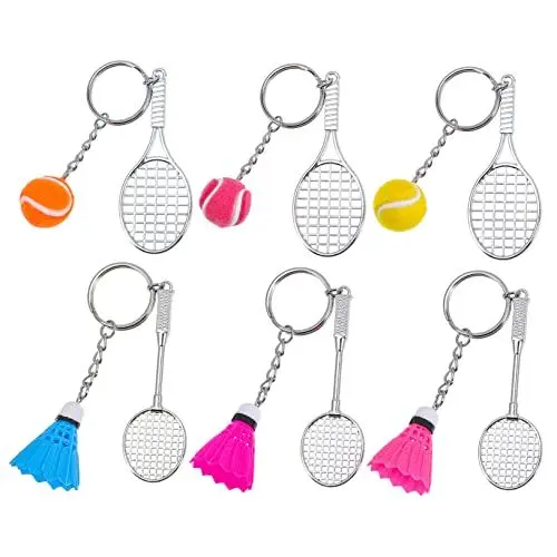 Produktbild: 6st Sportliche Erinnerungsstücke Softball-schlüsselanhänger Schlüsseldekorationen Zum Aufhängen Badminton-Spiel-Souvenir Sport Schlüsselanhänger Für Tennisballfans Metall GALPADA