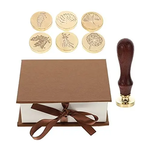 Produktbild: 6st Wachssiegel Briefsiegel Siegelwachs Brief Dichtung Sealing Stamp Set Hochzeitsbriefe Siegel Alphabet Siegel Ginkgo-blatt-stempel Hochzeitsumschläge Drüse Klassisch Holz