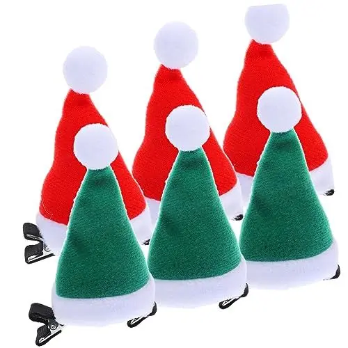 Produktbild: 6 Stück Weihnachtsmannmützen-haarspangen Kleine Haar-accessoires Winterliche Clips Für Damen