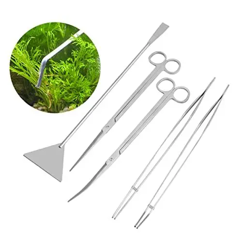 Produktbild: DOITOOL 6-teiliges Pflegeset Für Aquarienpflanzen Stahlpinzette Aquariumschere Reinigungswerkzeuge Für Oder Empfindliche Wasserpflanzen